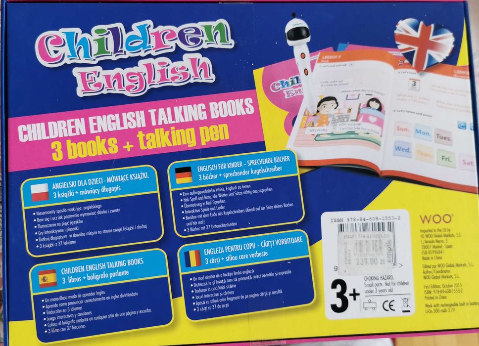 Children English książki wraz z mówiącym długopisem, 5 języków