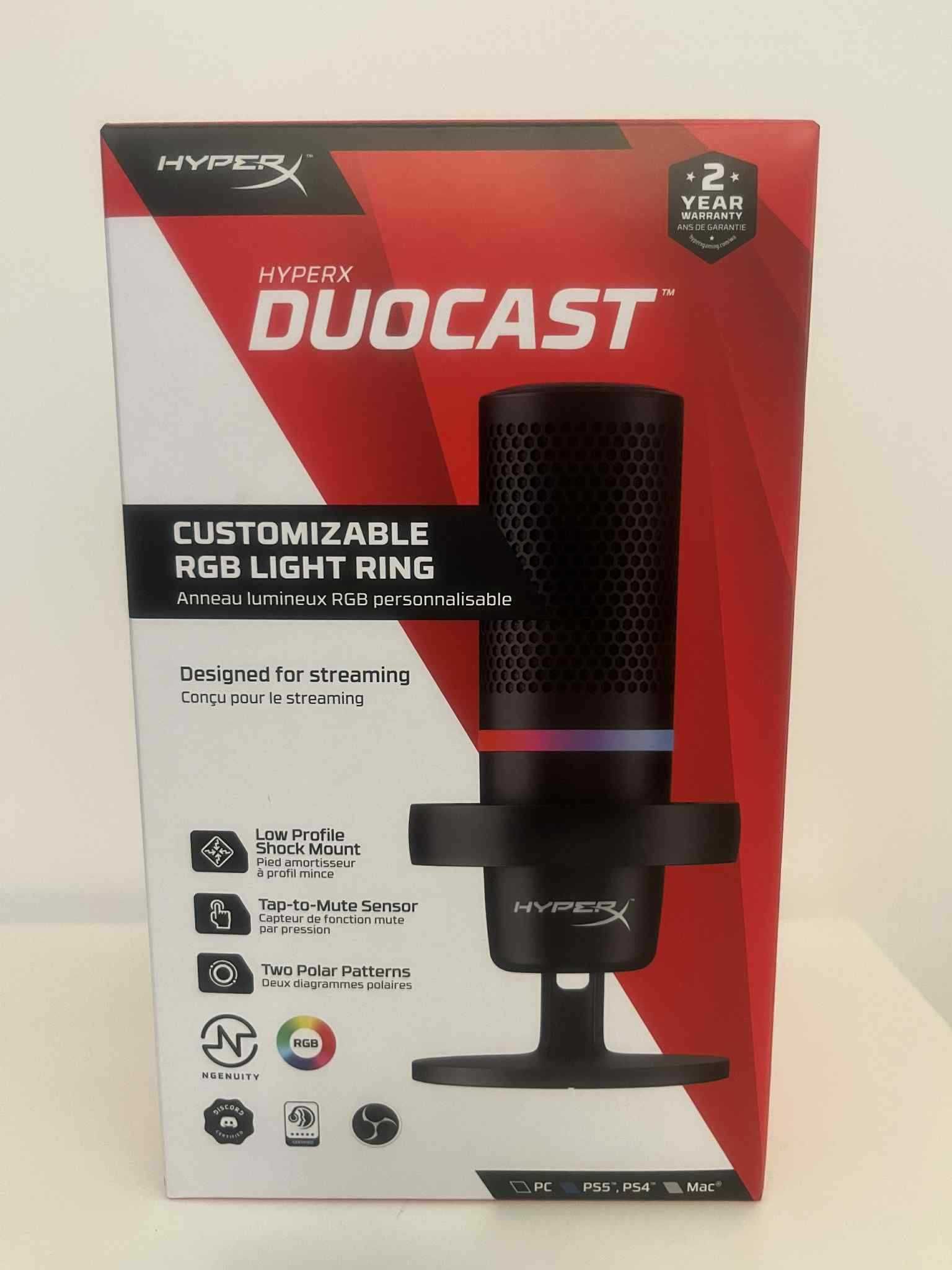 Zestaw mikrofon hyperX duocast + ramię mikrofonowe Mozos + pop filtr