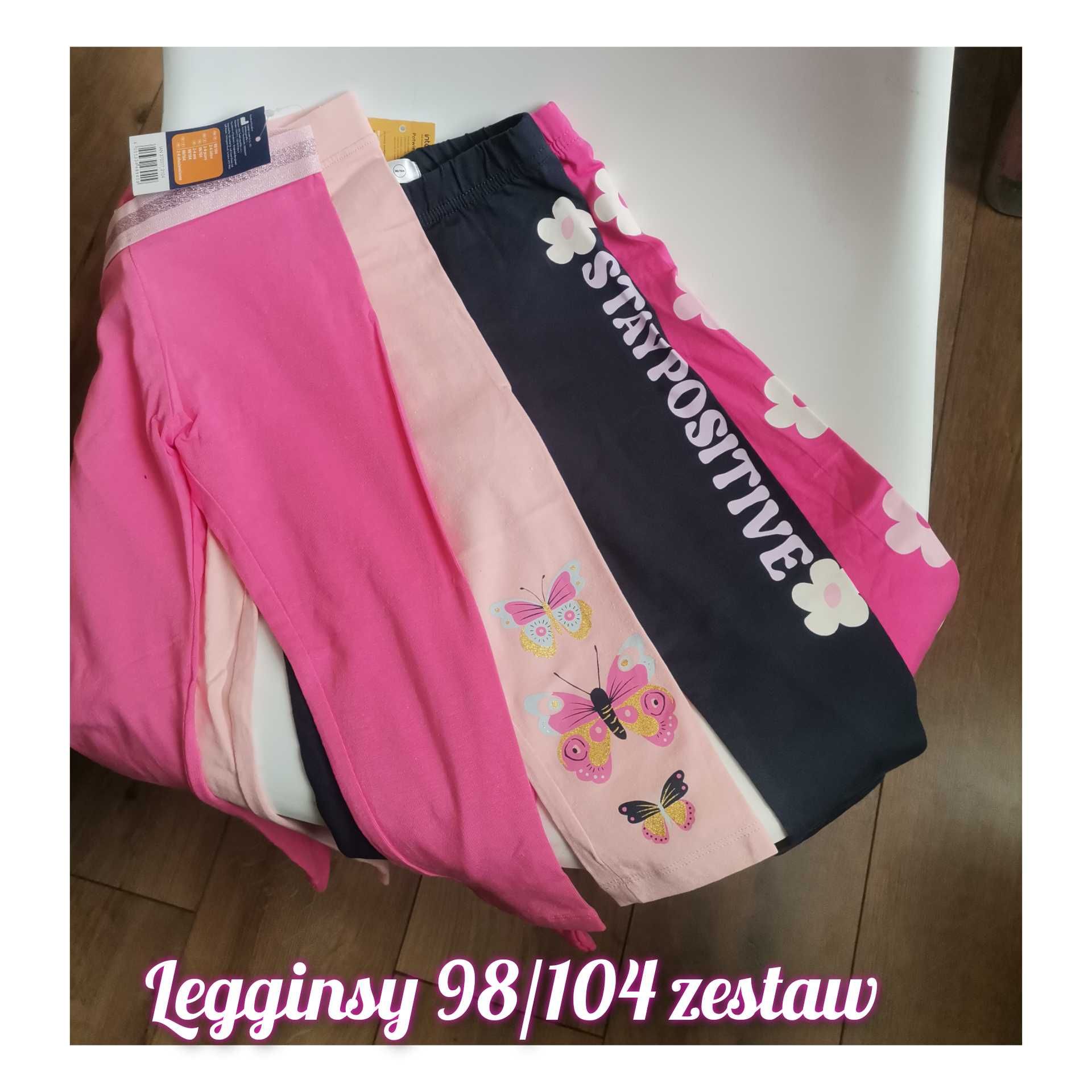 Nowe Leginsy 98/ 104 legginsy zestaw 4 szt