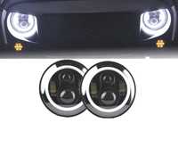 CONUNTO DE FARÓIS PARA JEEP WRANGLER TJ LJ JK 96-18 ANGEL EYES PRETOS