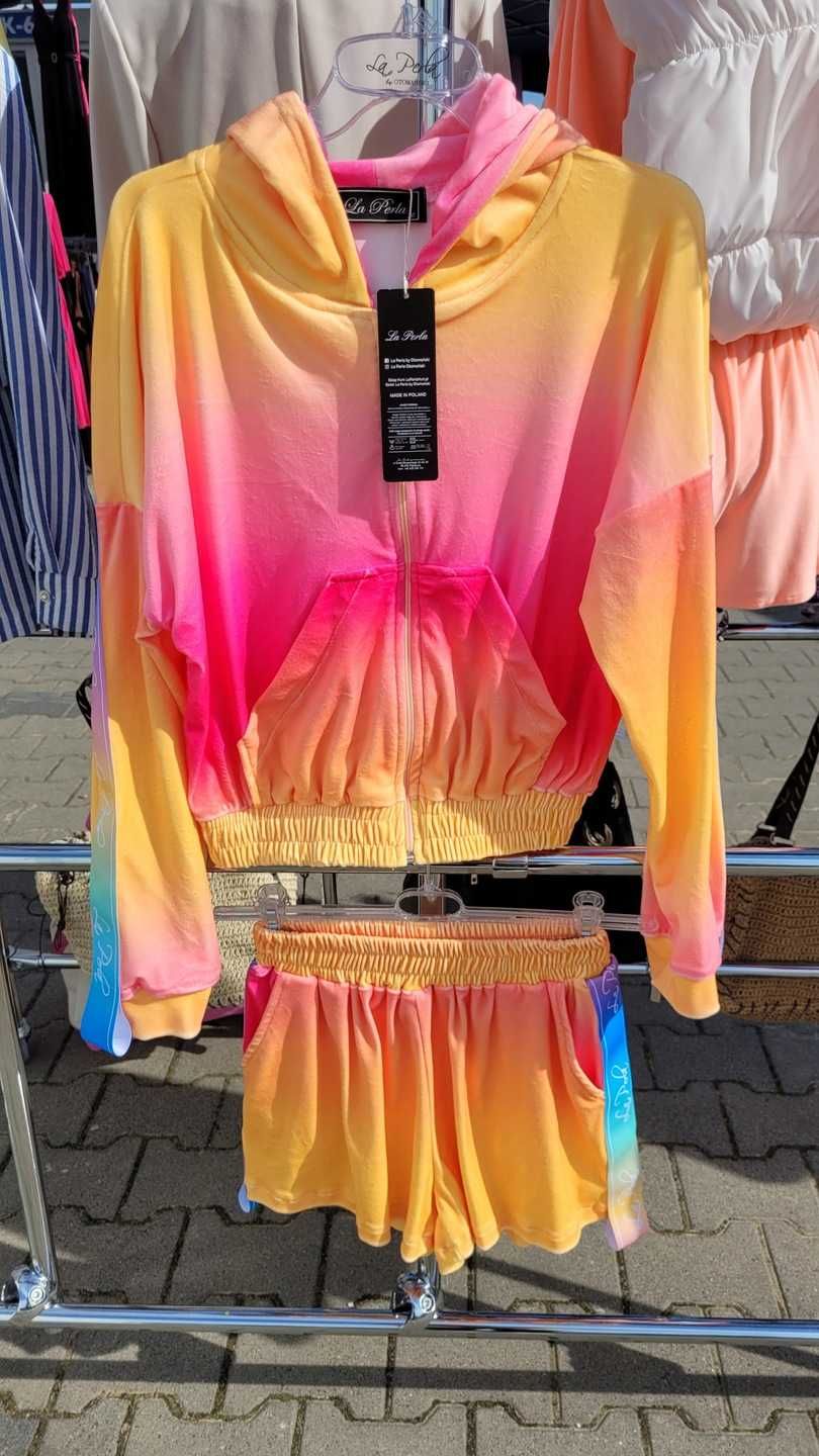 La perla dres welurowy lampas welur krótkie szorty ombre o la voga