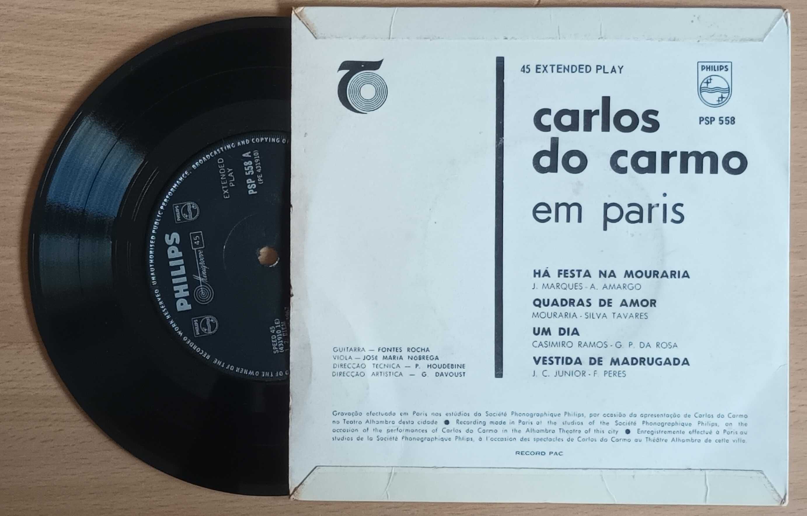 Carlos do Carmo Em Paris EP 1967 Africa Do Sul Excelente estado