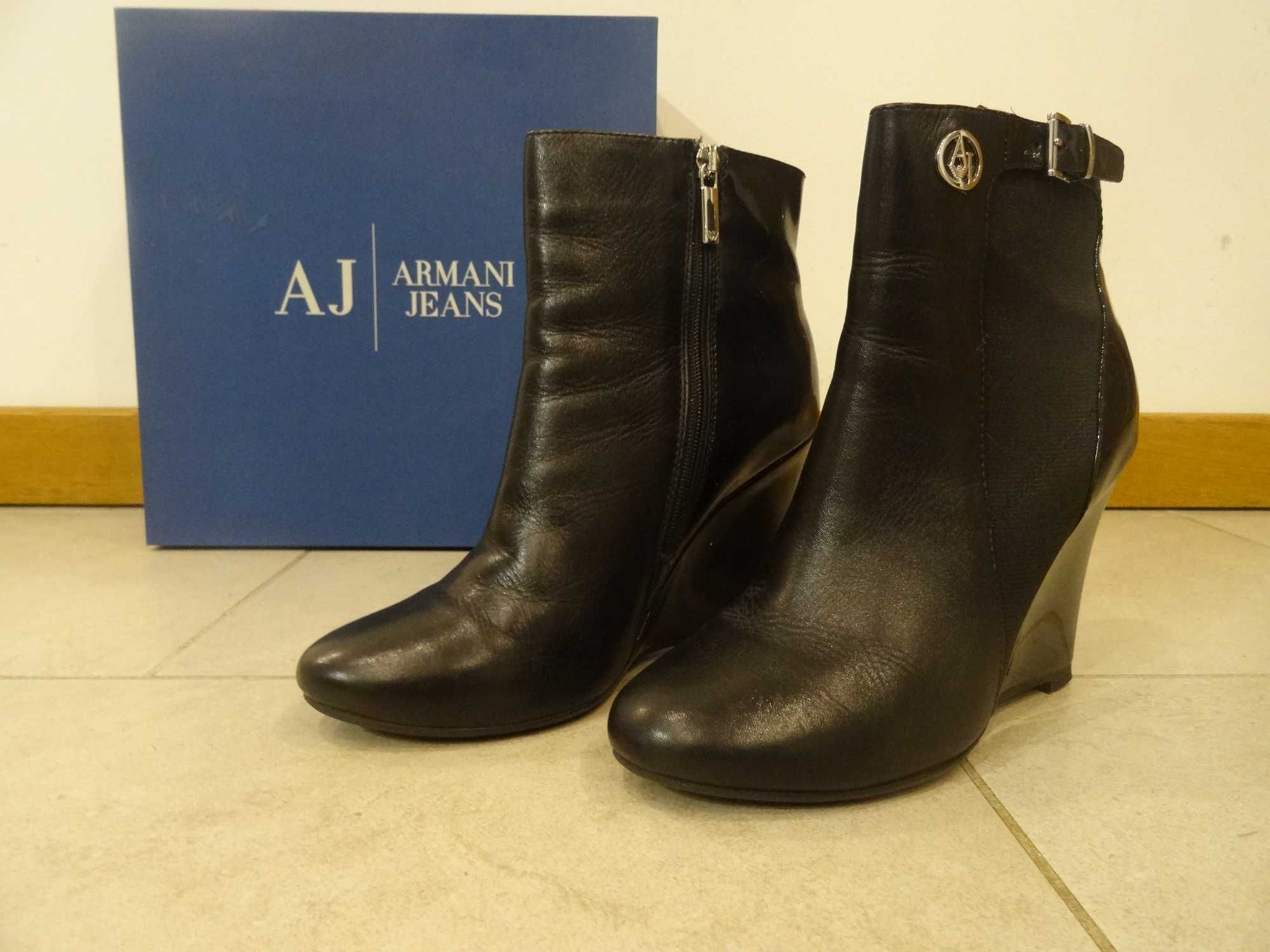 Armani jeans buty czarne 38 koturna obcas