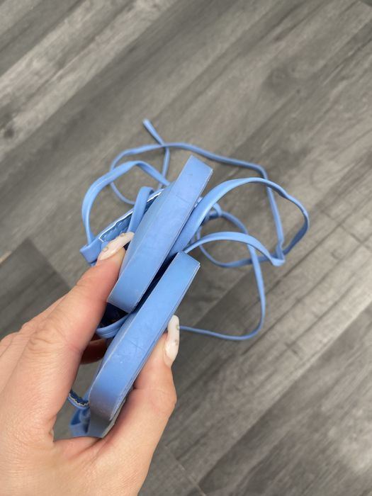 Primark 38 niebieskie klapki sandały na płaskiej podeszwie wiązane