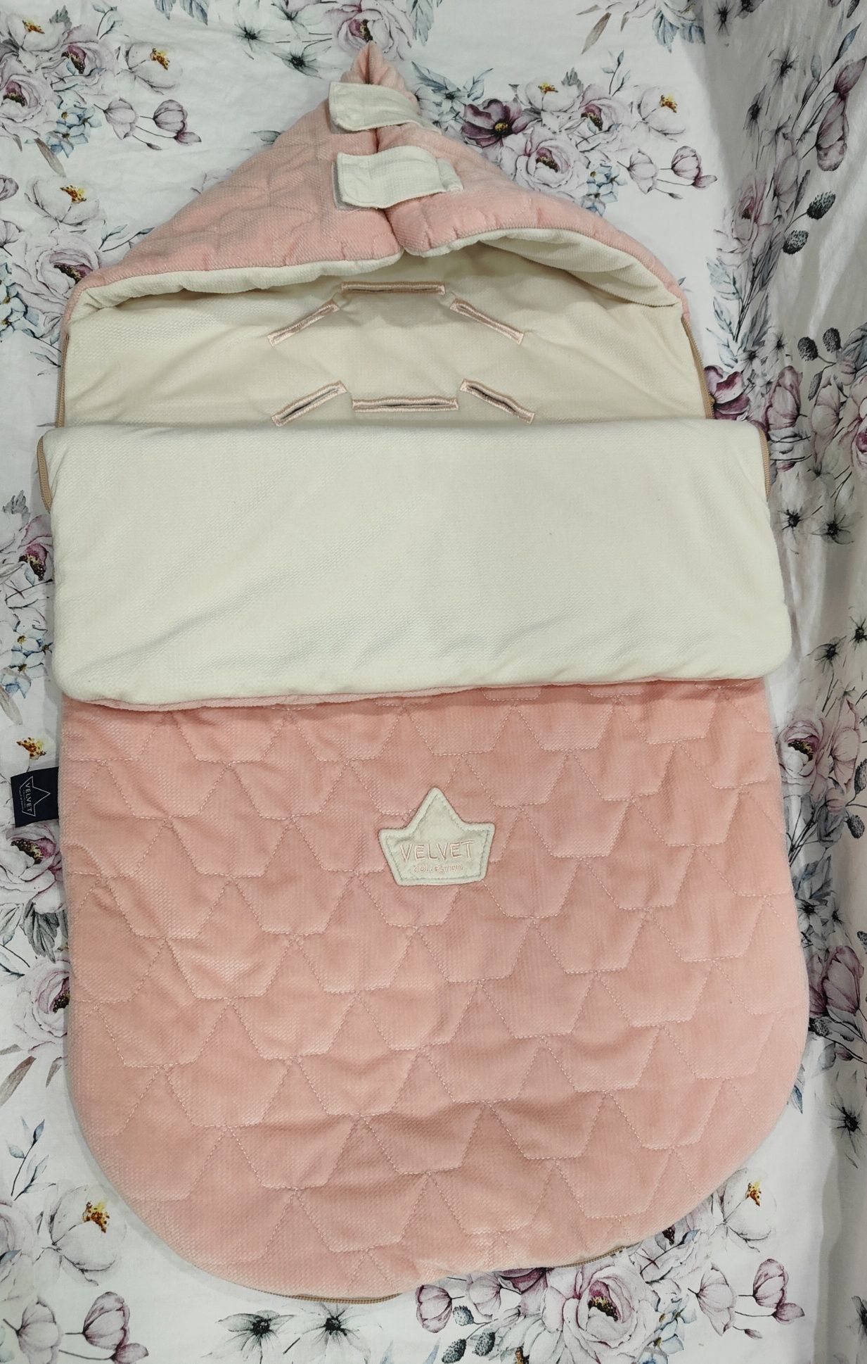 LA MILLOU Śpiworek do wózka S Powder Pink Bright & Rafaello VELVET col
