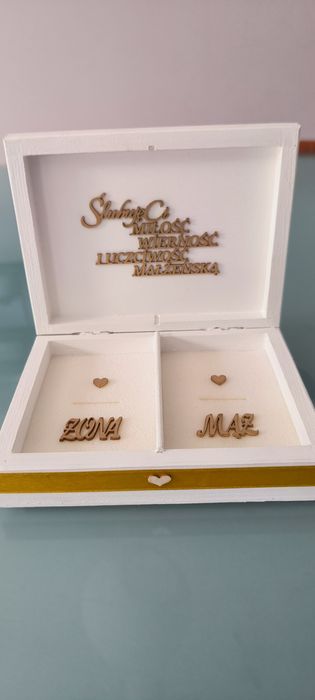 Ślubny zestaw - pudło na pieniądze i pudełko na obrączki plus gratisy