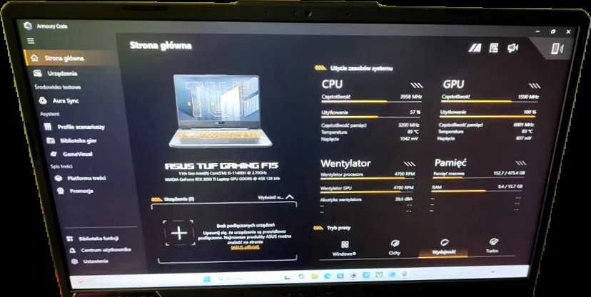 Asus laptop gamingowy TUF F15 FX506H i5-11400H, RTX 3050 16GB