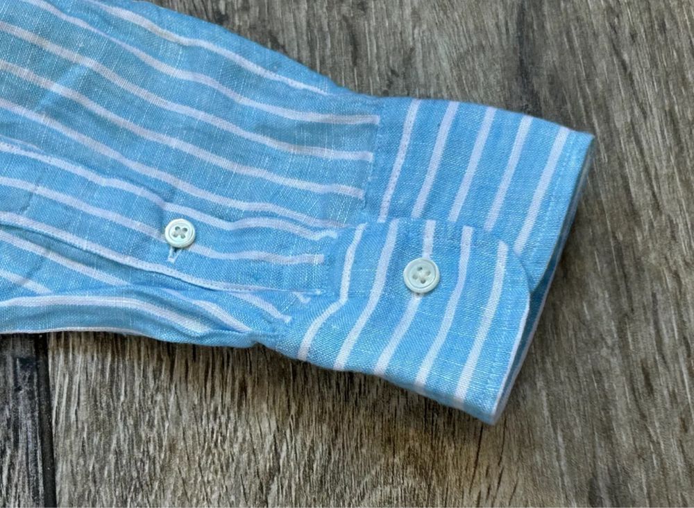 Damska Koszula Lniana Polo Ralph Lauren Relaxed Fit Len Błękitna roz S