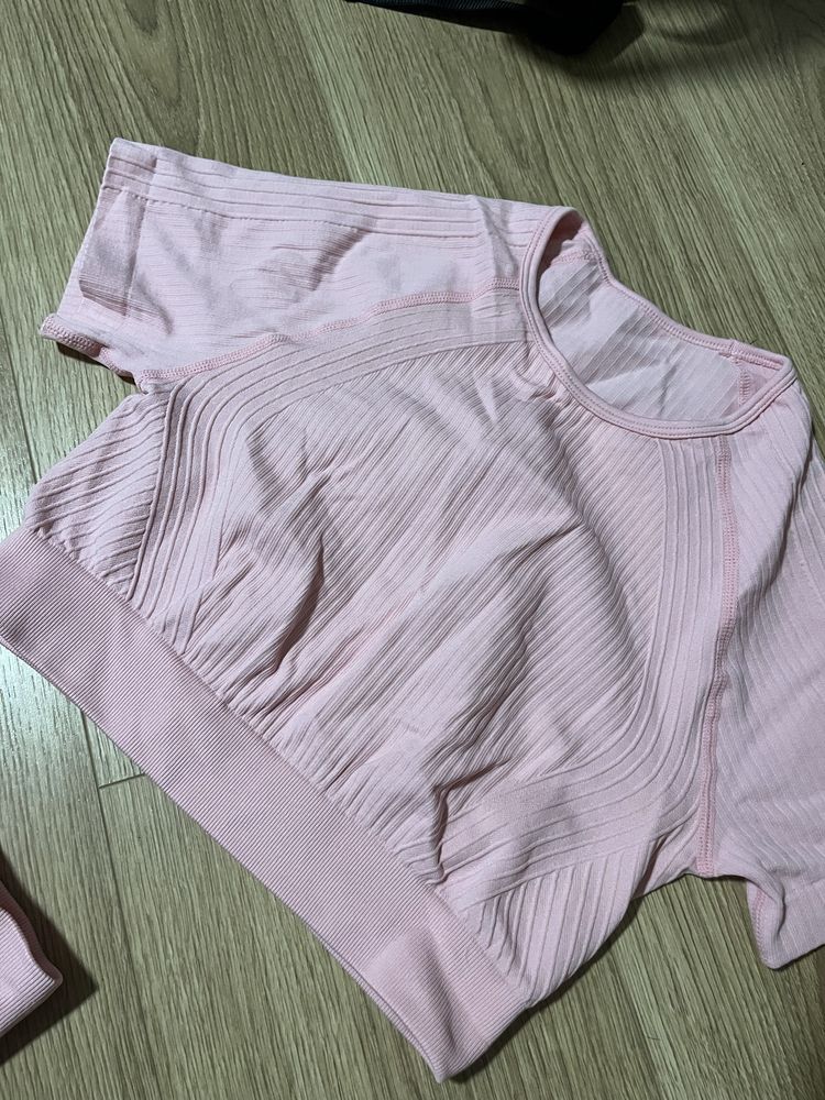 Set zestaw sportowy top legginsy s