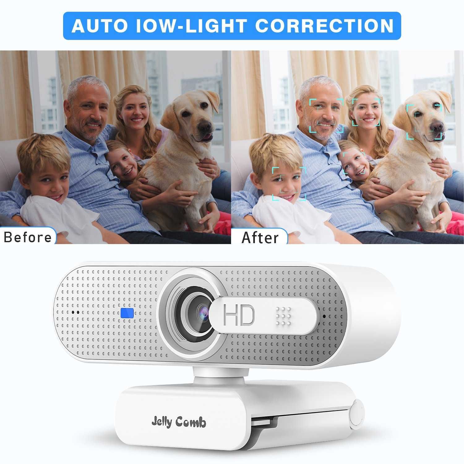 Jelly Comb Kamera internetowa z mikrofonem HD 1080P USB WEBCAM Skype