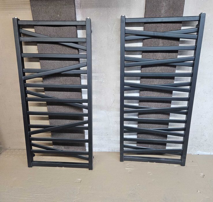 Grzejnik łazienkowy czarny mat, 112x53 cm, nowy, podłączenie dolne