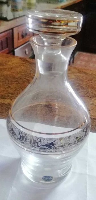 Garrafa /licoreira cristal Bohemia c/cálices s/uso