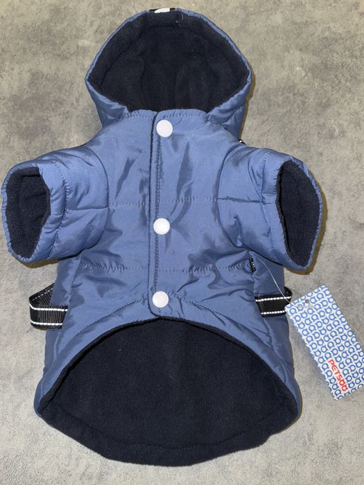 Теплий пуховик зі шлеєм для малих і середніх собак
