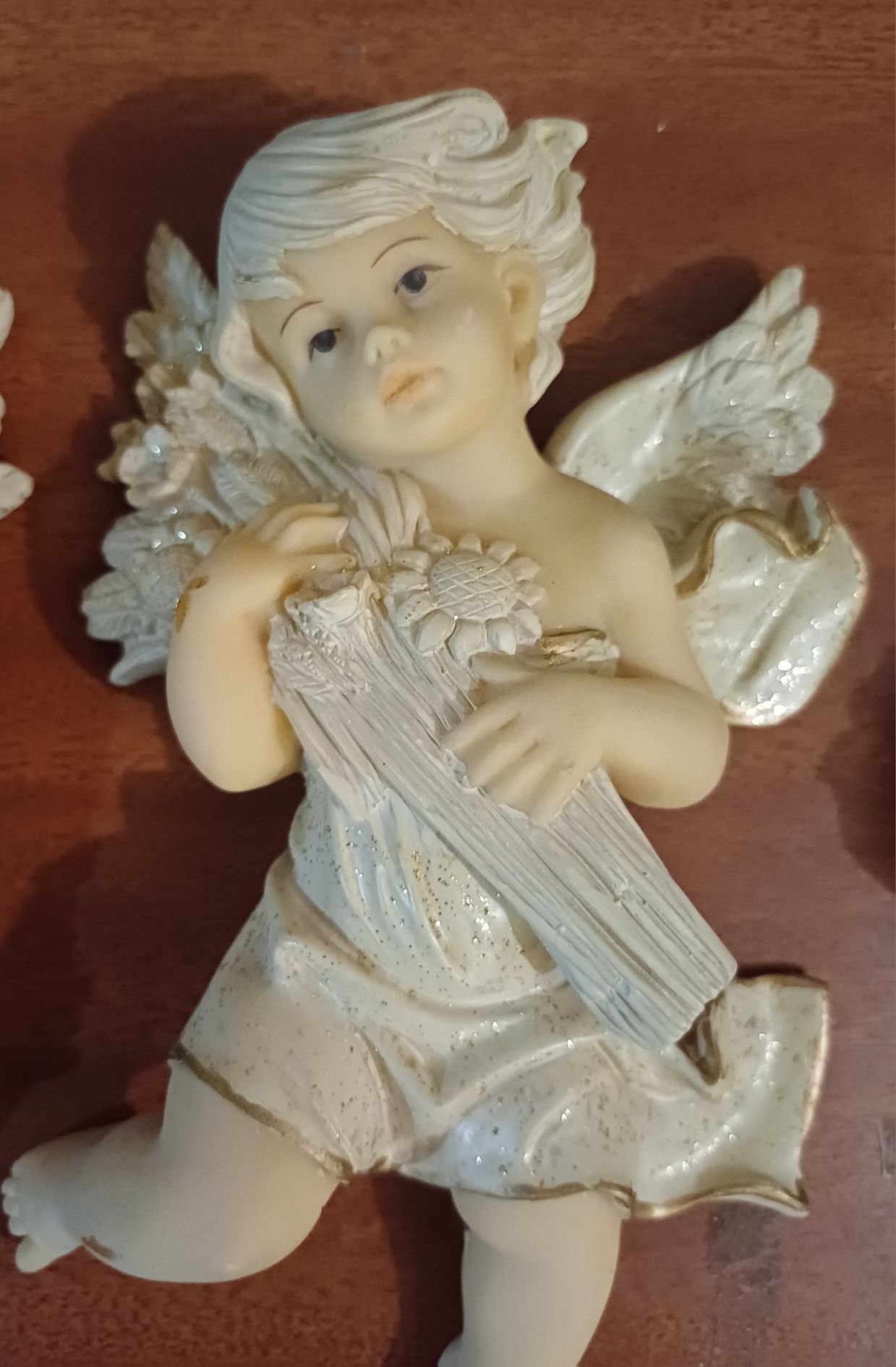 Conjunto 4 anjos cerâmica