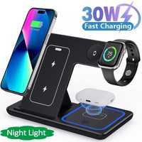 Бездротовий зарядний пристрій 3 в 1 30W LED Fast Wireless Charger