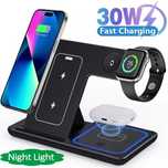 Бездротовий зарядний пристрій 3 в 1 30W LED Fast Wireless Charger