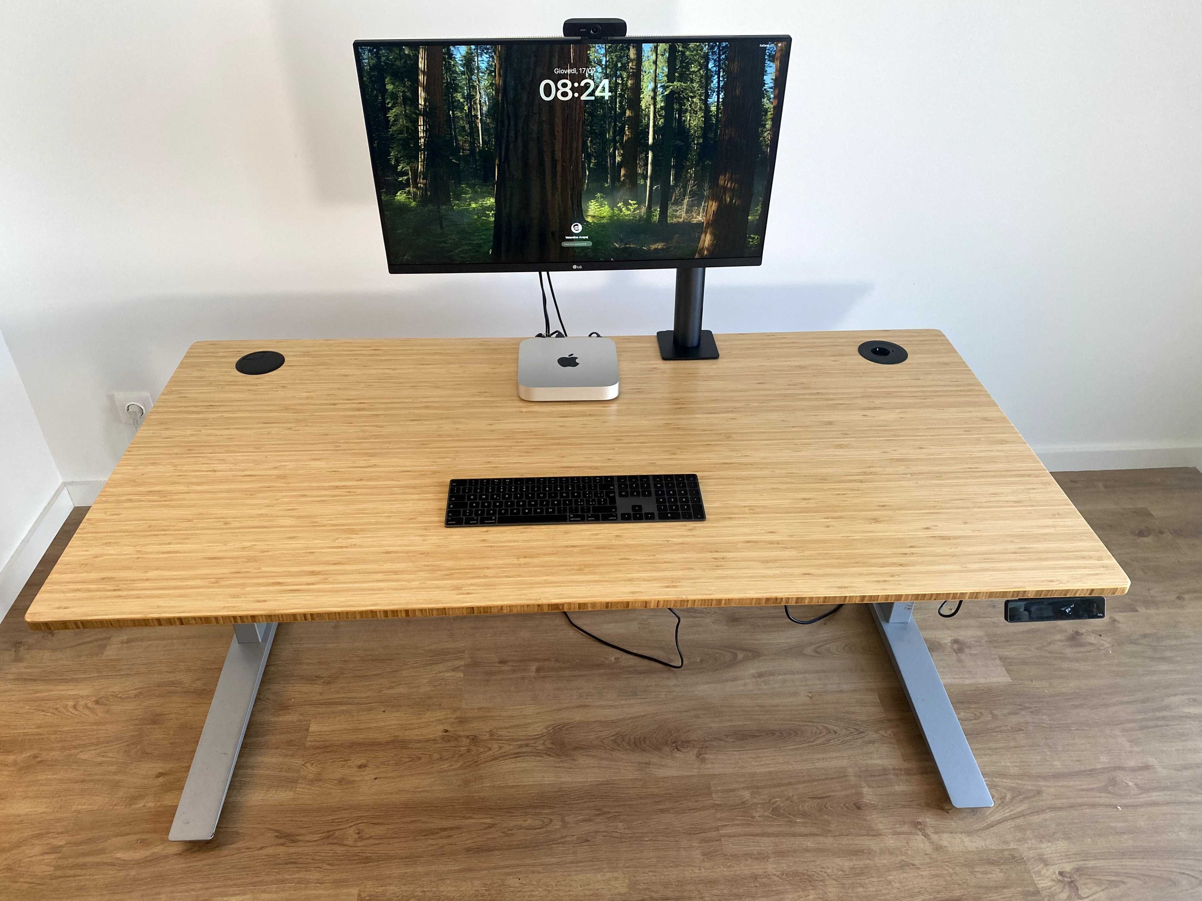 Setup Completo - Secretária Elétrica + Monitor 4K + Mac Mini M1