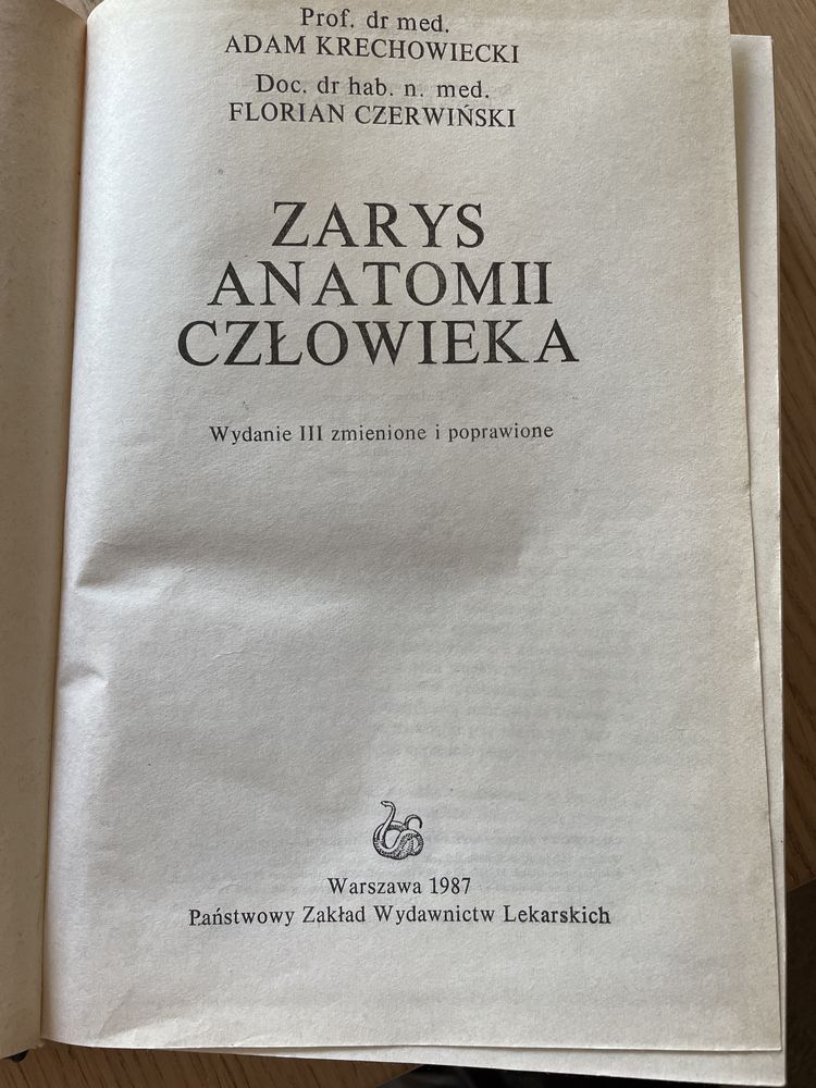 Zarys anatomii człowieka A.Krechowiecki F.Czerwiński