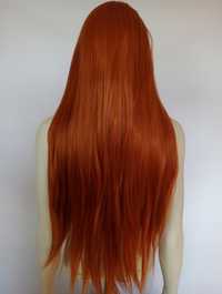 Peruka PREMIUM 100% jak NATURALNA włosy długie rude