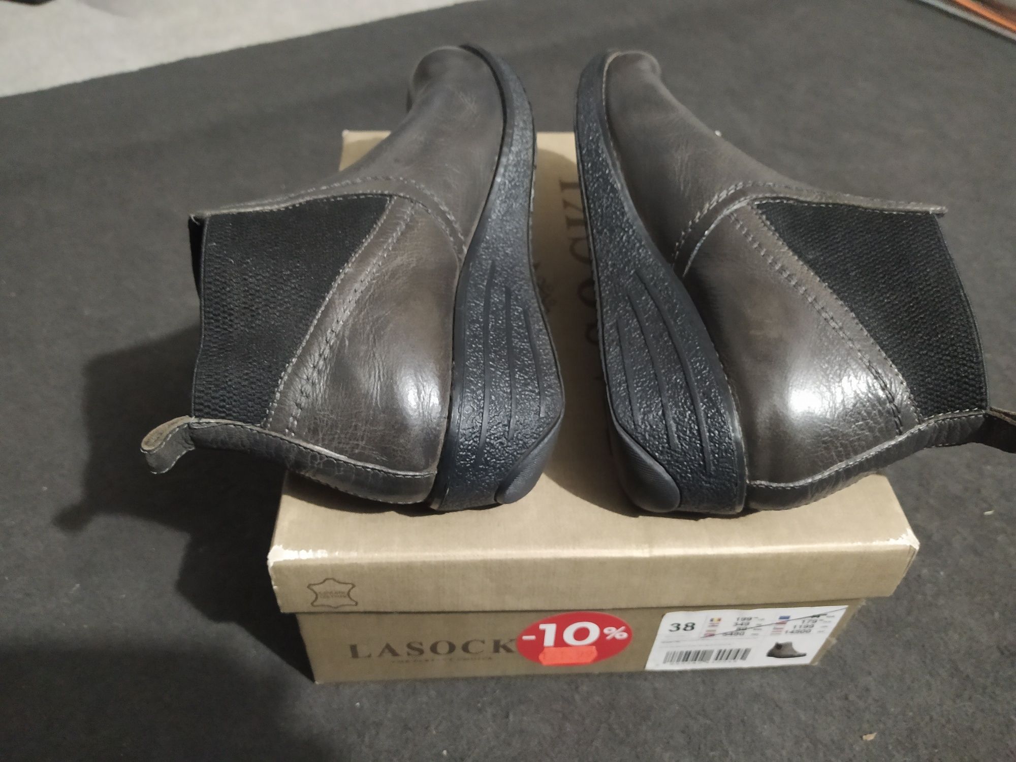 botki damskie skórzane Lasocki CCC koturn 38