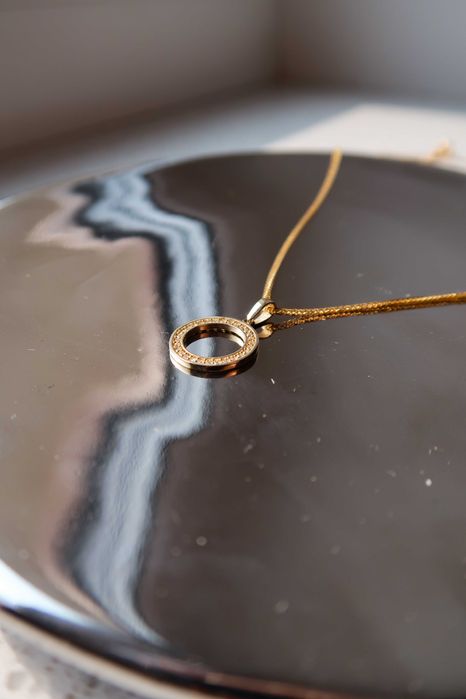 Złota Zawieszka Koło z Cyrkoniami | Próba Złota 585