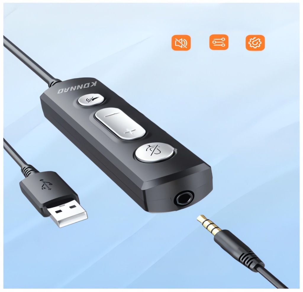 Zestaw Słuchawkowy Przewodowy 3,5 mm USB Z Mikrofonem