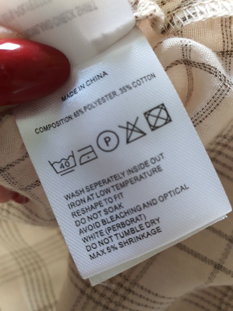 Nowa Bluzka koszulowa co'couture xl 42 kratka ze stójką beżowa