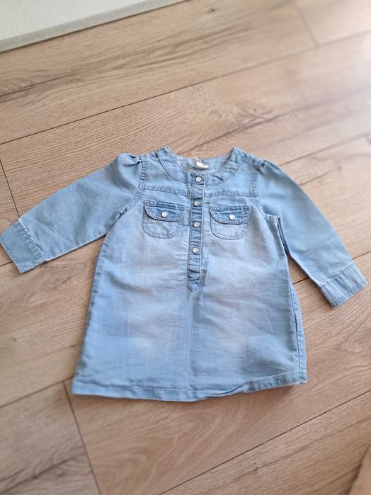 Koszula dżinsowa H&M niemowleca cienka dla dziewczynki-74/80