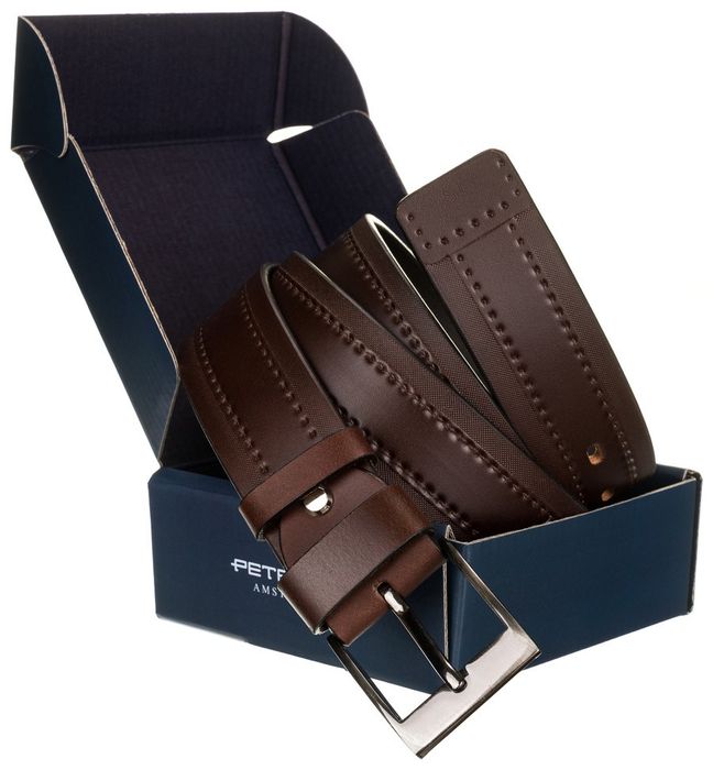 szeroki skórzany pasek męski z ozdobną perforacją - peterson