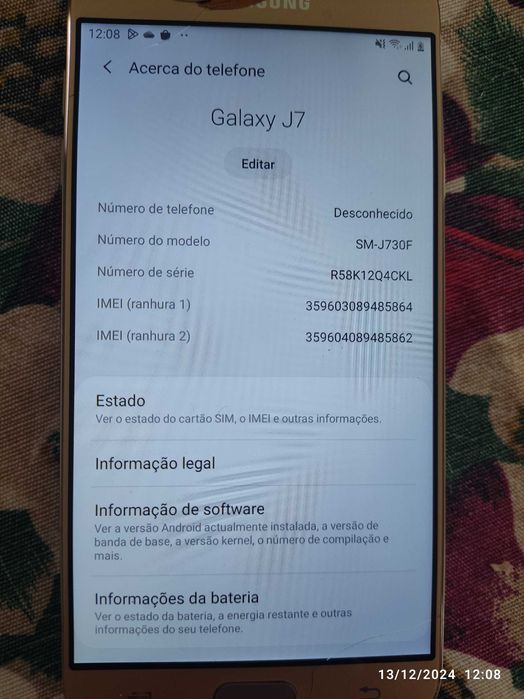 Vendo Samsung Galaxy J7 duos dourado para peças ou reparar