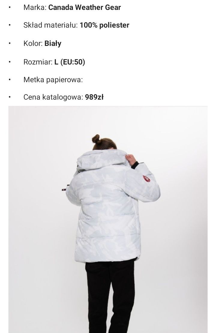 Oryginalna CANADA WEATHER GEAR kurtka męska zimowa rozm.L/XL NOWA