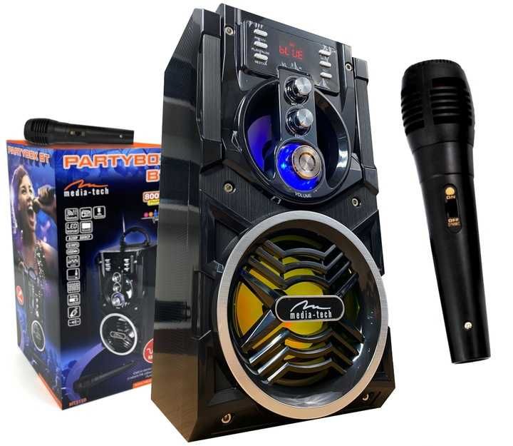 GŁOŚNIK BLUETOOTH Media-Tech 800W fm mp3 LED karaoke OUTLET