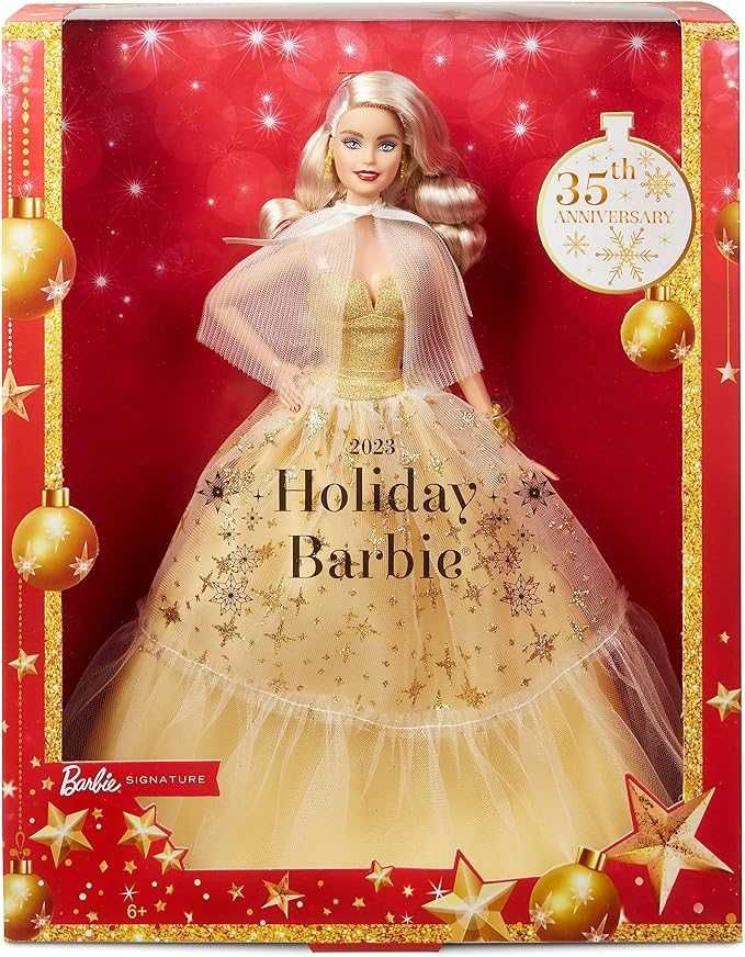 Barbie Lalka świąteczna Barbie Signature z blond włosami