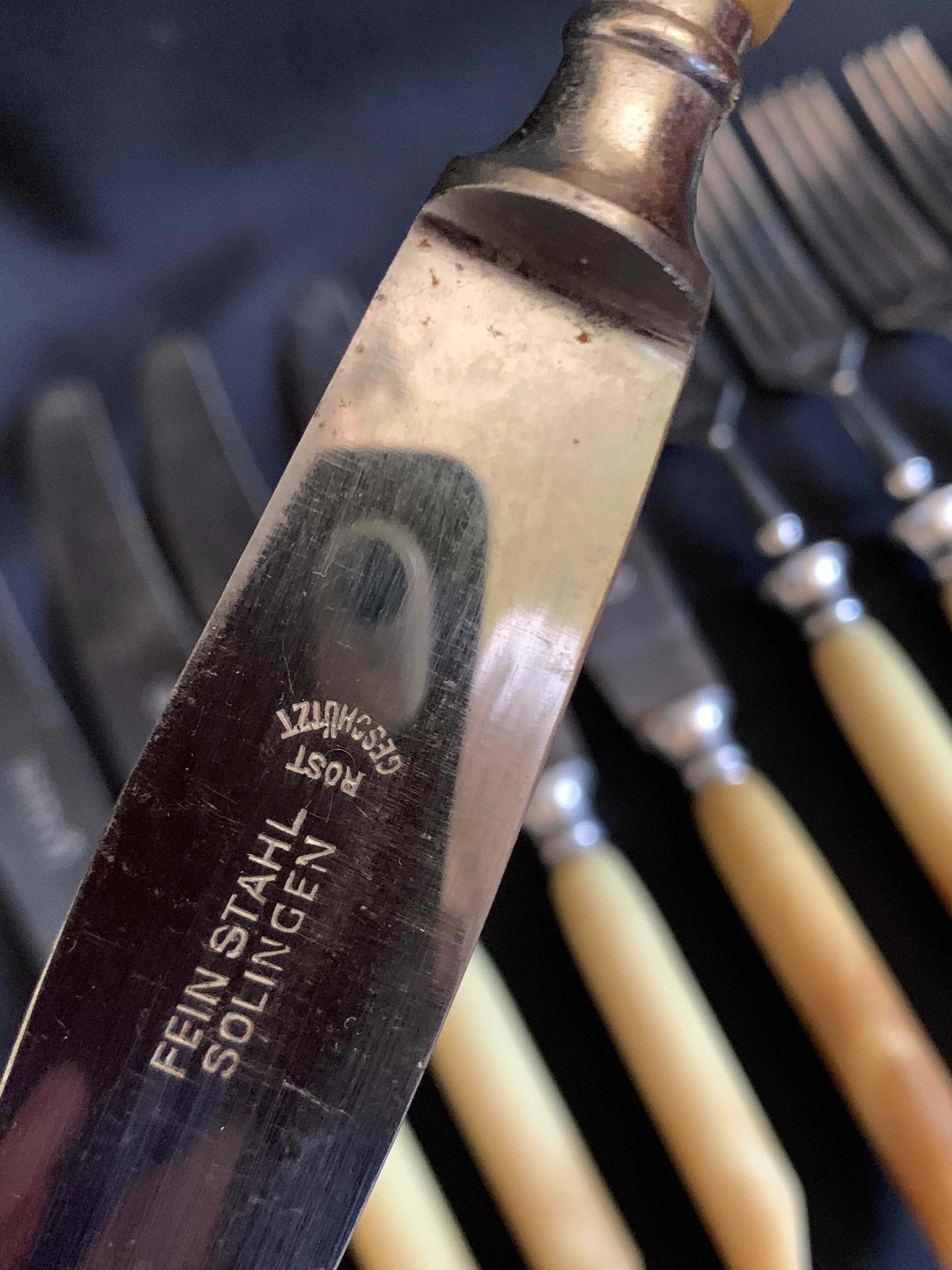Антикварные столовые приборы ножи вилки Solingen 1900-х г. Германия