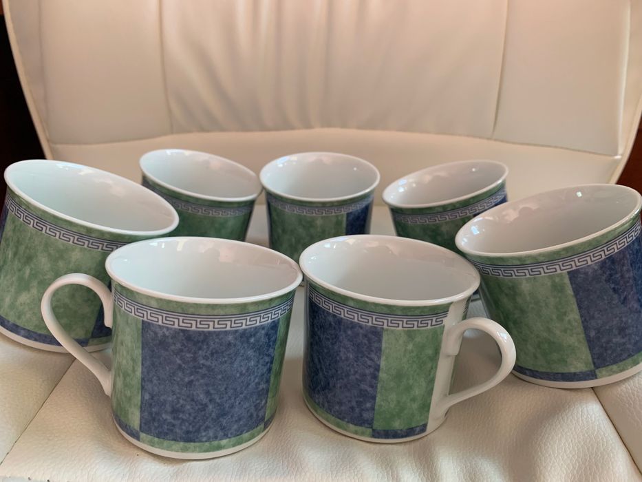 7 filiżanek zielone niebieskie