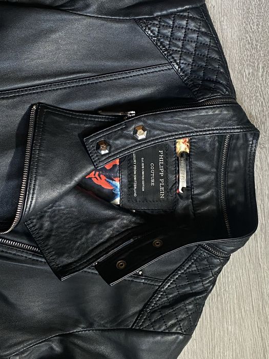 Женская кожанная куртка Philipp Plein 42 косуха