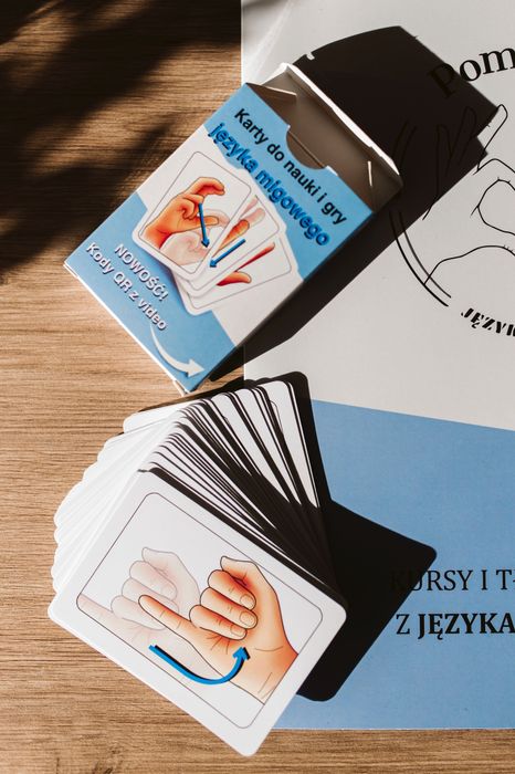 Karty nauka alfabet język migowy