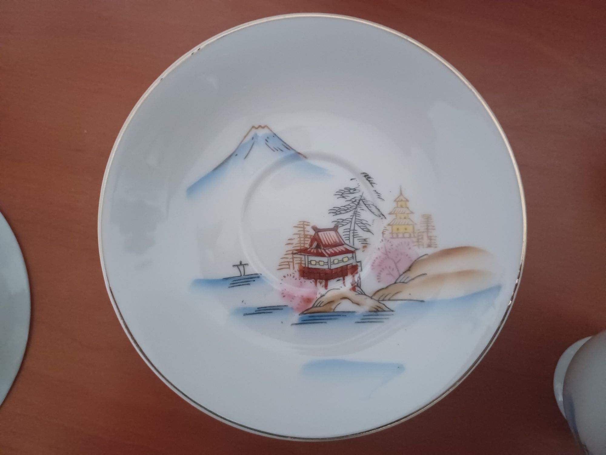 Serviço de Café Chinês com litofano de Gueixas