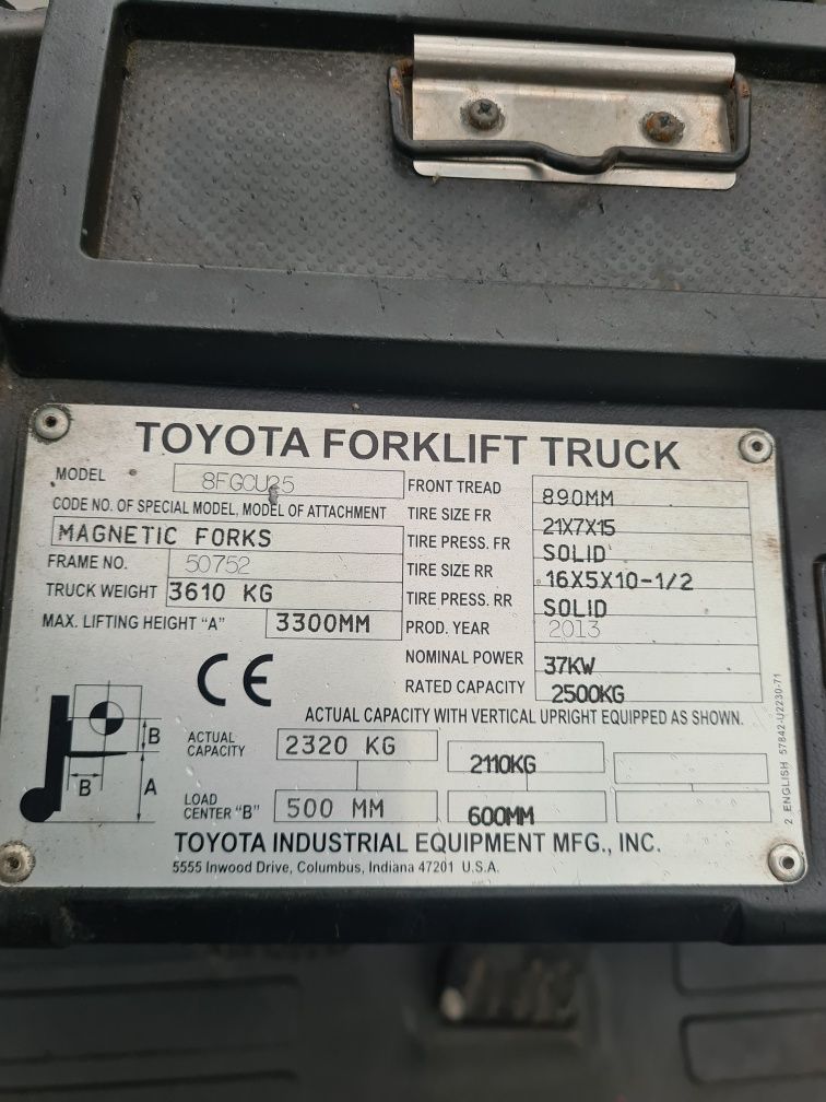 Wózek widłowy Toyota 8FGCU25