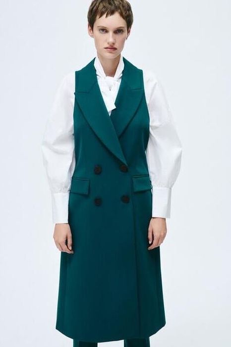Довгий блейзер, жакет без рукавів, плаття zara, оригінал