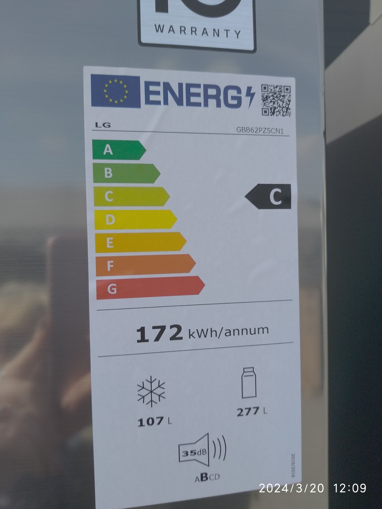 OUTLET Janki ul Wspólna 6 Lodówka LG GBB62PZ5CN1