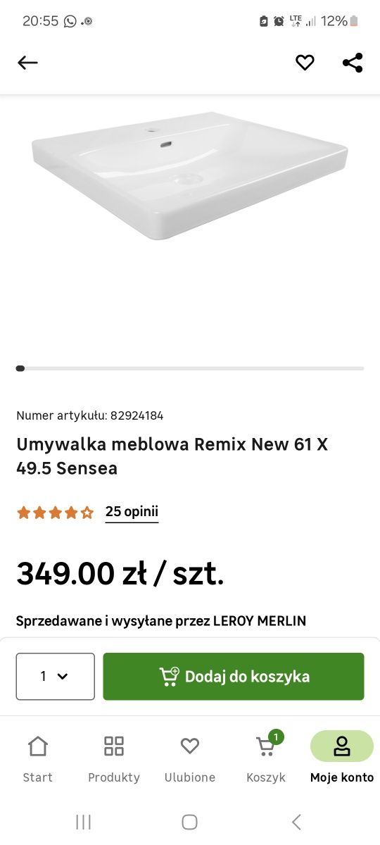 Buała szafka pod umywalkę z umywalką Remix Sensea
