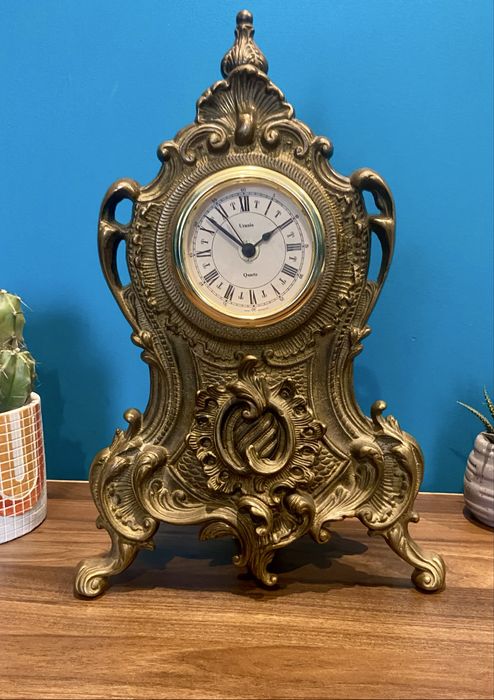 Zegar kominkowy z ciężkiego mosiądzu Uranio Quartz Germany