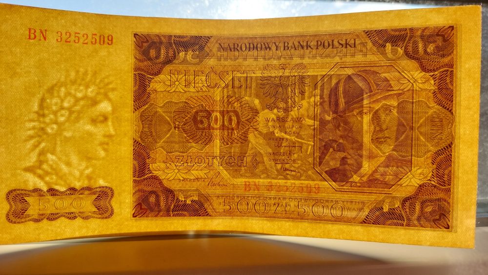 500 złotych 1948 UNC seria BN stan 1, 500 zł 1948r okazja rzadkość!