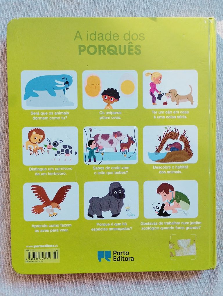 Livro infantil. A idade dos porquês. Os animais. Porto editora