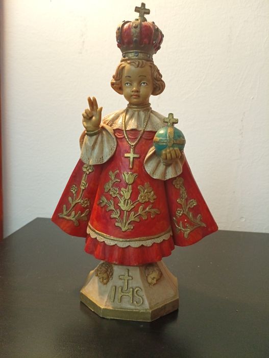 Antiga Estátua menino Jesus de Praga  	Produzido em Italia	Como nova!