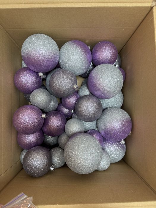 Новогодние елочные игрушки шары разных размеров в одной цветовой гамме