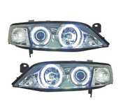 FARÓIS ANGEL EYES CCFL OPEL VECTRA 96-98 FUNDO CROMADO