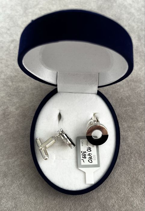 Srebrne spinki do mankietów z onyxem próba 0,925