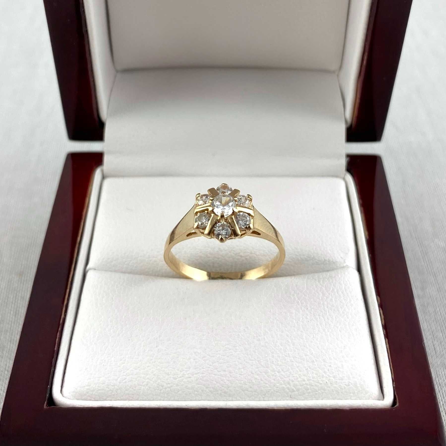 Lśniący ZŁOTY pierścionek z cyrkoniami PR.585 (14K) rozmiar 14